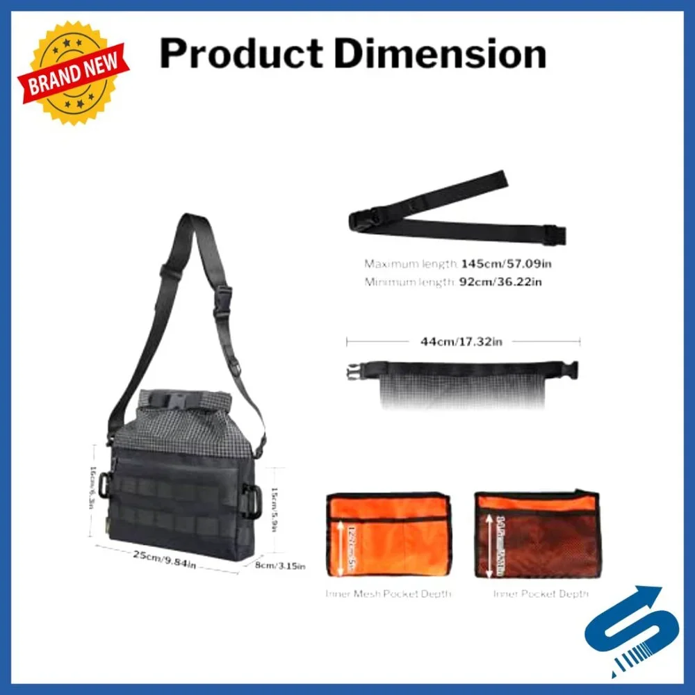 Rolltop Crossbody Sling Bag, 900D Nylon, 13